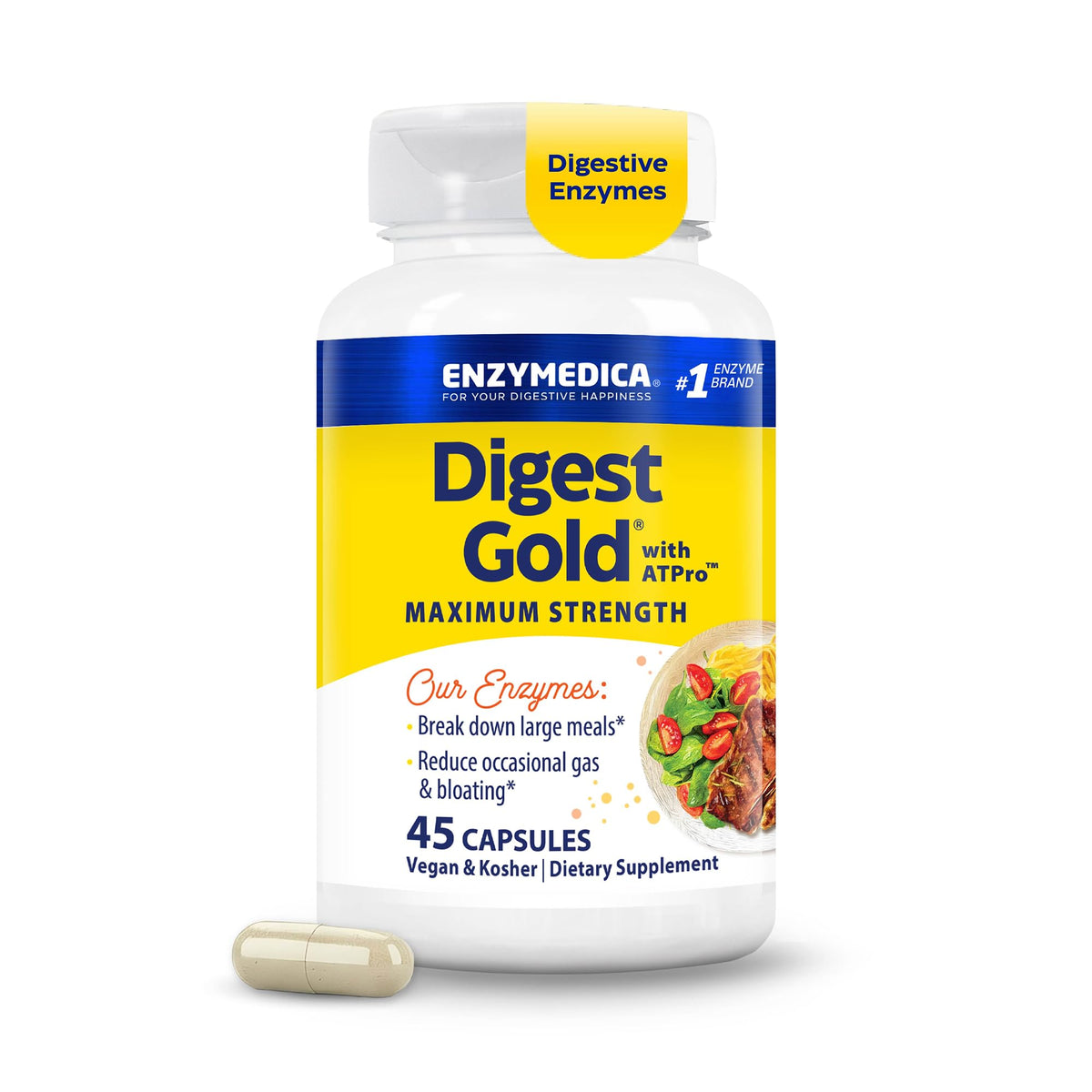 Enzymedica, Digest Gold + ATPro, Maximum Strength Enzymes, 45 Capsules - PrimeBioHealth - canada supplements