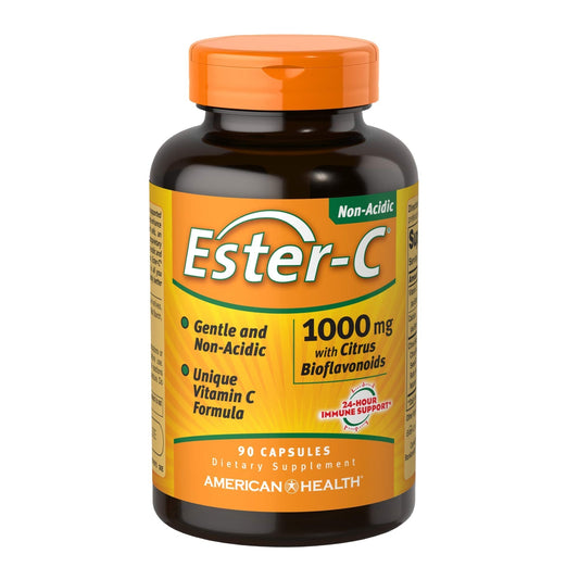 Ester-C American Health with Citrus Bioflavonoids Capsules - 24-Hour Immune Support, Gentle On Stomach, Non-Acidic Vitamin C - PrimeBioHealth - canada supplements