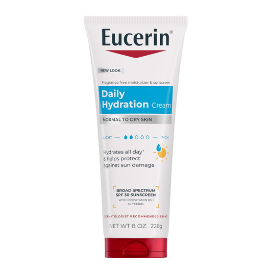 Eucerin Daily Hydration Broad Spectrum SPF 30 Sunscreen Body Cream for Dry Skin, Fragrance Free Sunscreen Moisturizer, 8 Oz Tube - PrimeBioHealth - canada supplements