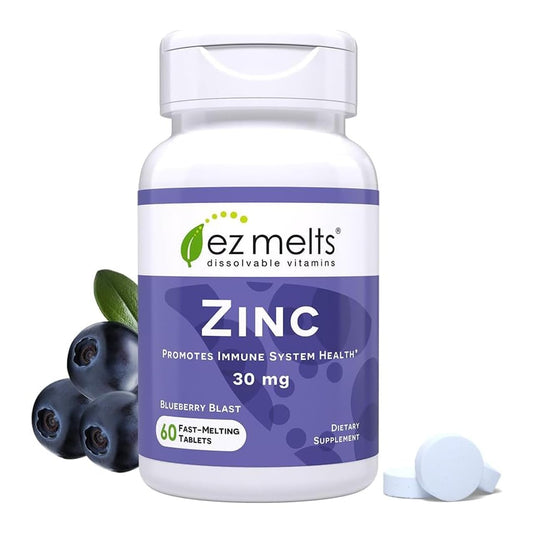 EZ Melts Zinc - Supplement for Immune, Digestive & Skin Health Support - Non-GMO, Vegan & Gluten-Free - Blueberry Blast - PrimeBioHealth - canada supplements