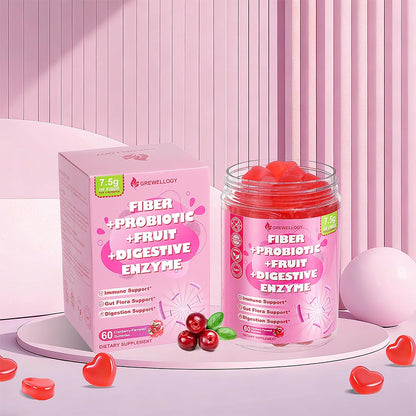 Fiber Gummies 7500mg, Probiotics & Digestive Enzymes, Sugar-Free, Vegan & Gluten-Free Supplement for Gut Health, Bloating Support & Regularity, - PrimeBioHealth - canada supplements