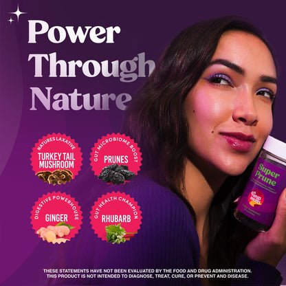 Fungiments Super Prune - Mushroom Supplement - Turkey Tail Mushrooms, Fiber, Rhubarb, Prunes, Ginger, Chamomile - Debloating, Constipation Relief - PrimeBioHealth - canada supplements