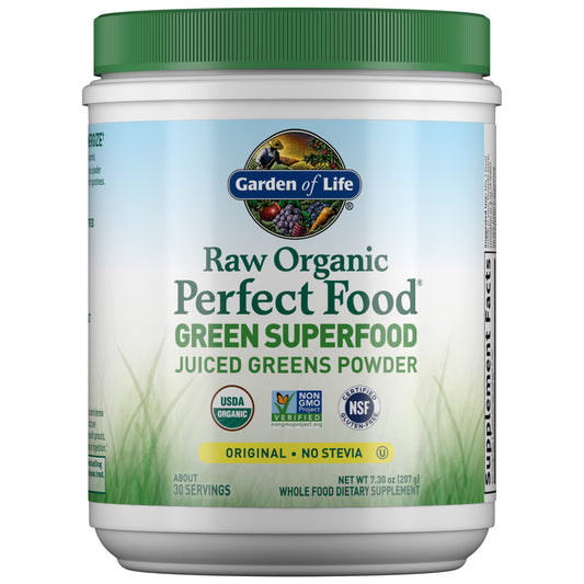 Garden of Life Raw Organic Perfect Food Green Superfood Juiced Greens Powder - Original Stevia-Free, 30 Servings, Non-GMO, Gluten Free Whole Food Dietary - PrimeBioHealth - canada supplements