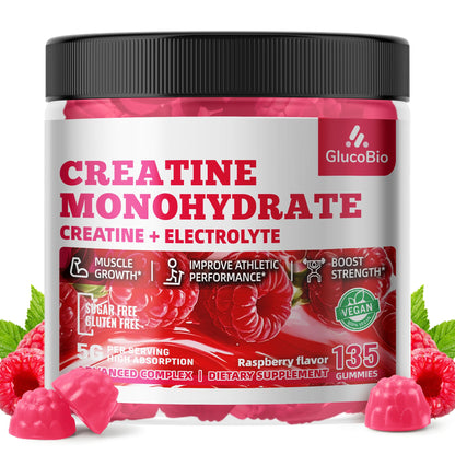 GlucoBio Creatine Monohydrate Gummies (5g) – Pre-Workout Energy & Muscle Growth Support for Men & Women - PrimeBioHealth - canada supplements