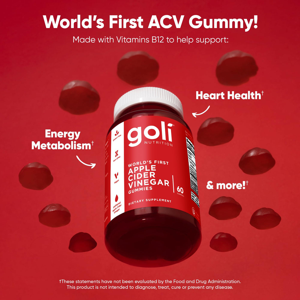 Goli Apple Cider Vinegar Gummies - Worlds First ACV Gummy with Vitamin B12, Beetroot & Pomegranate - PrimeBioHealth - canada supplements