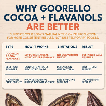 goorello High Flavanol Cocoa Powder Supplement, 1200mg Cocoa Flavanols & Flavonoids, 30 Servings for Support Heart Health, - PrimeBioHealth - canada supplements