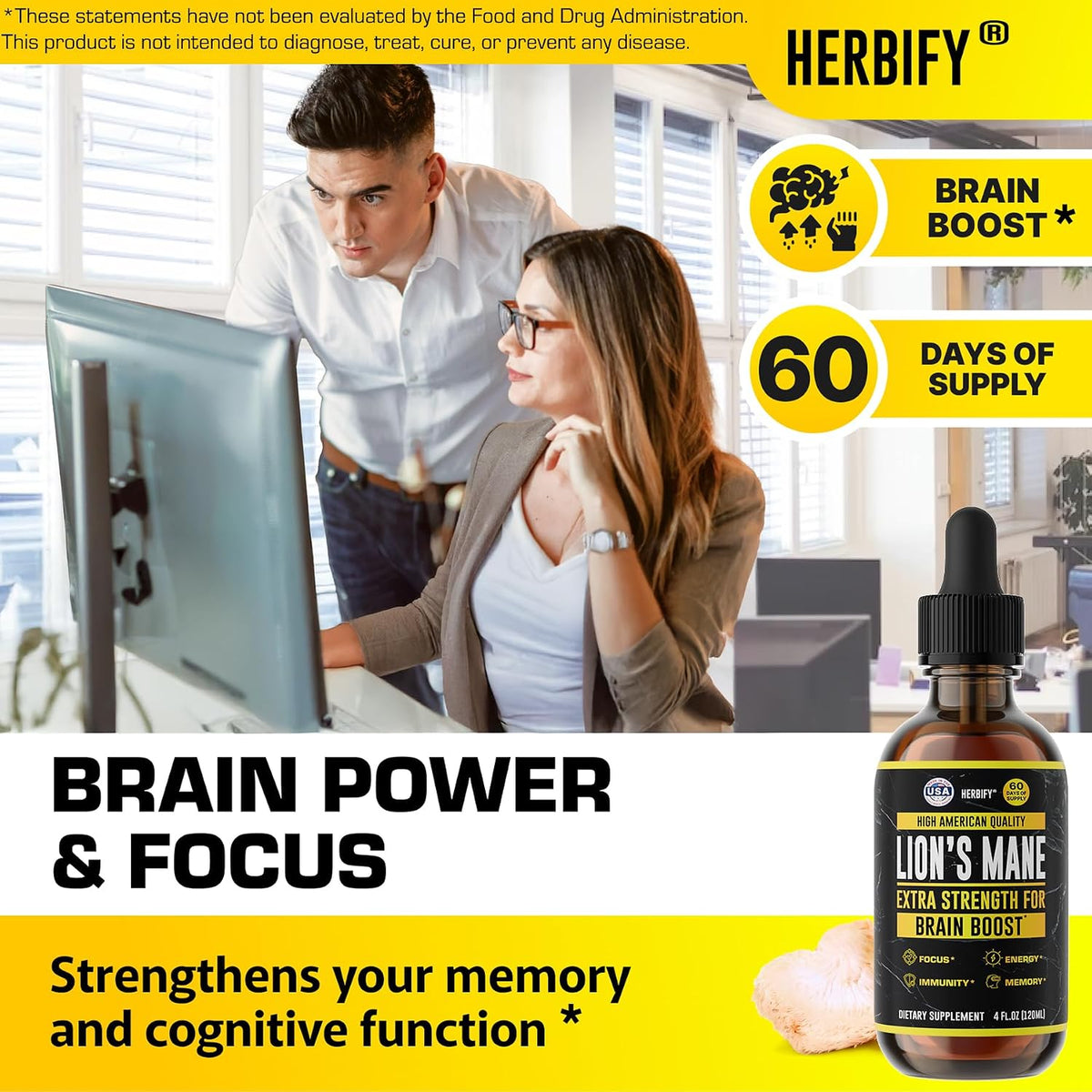 HERBIFY Bundle - Lions Mane & Mullein Grape 4 Fl Oz Drops - Supplement for Memory, Focus & Clarity & Immune Support, Lung Cleanse and Bronchial Support - PrimeBioHealth - canada supplements