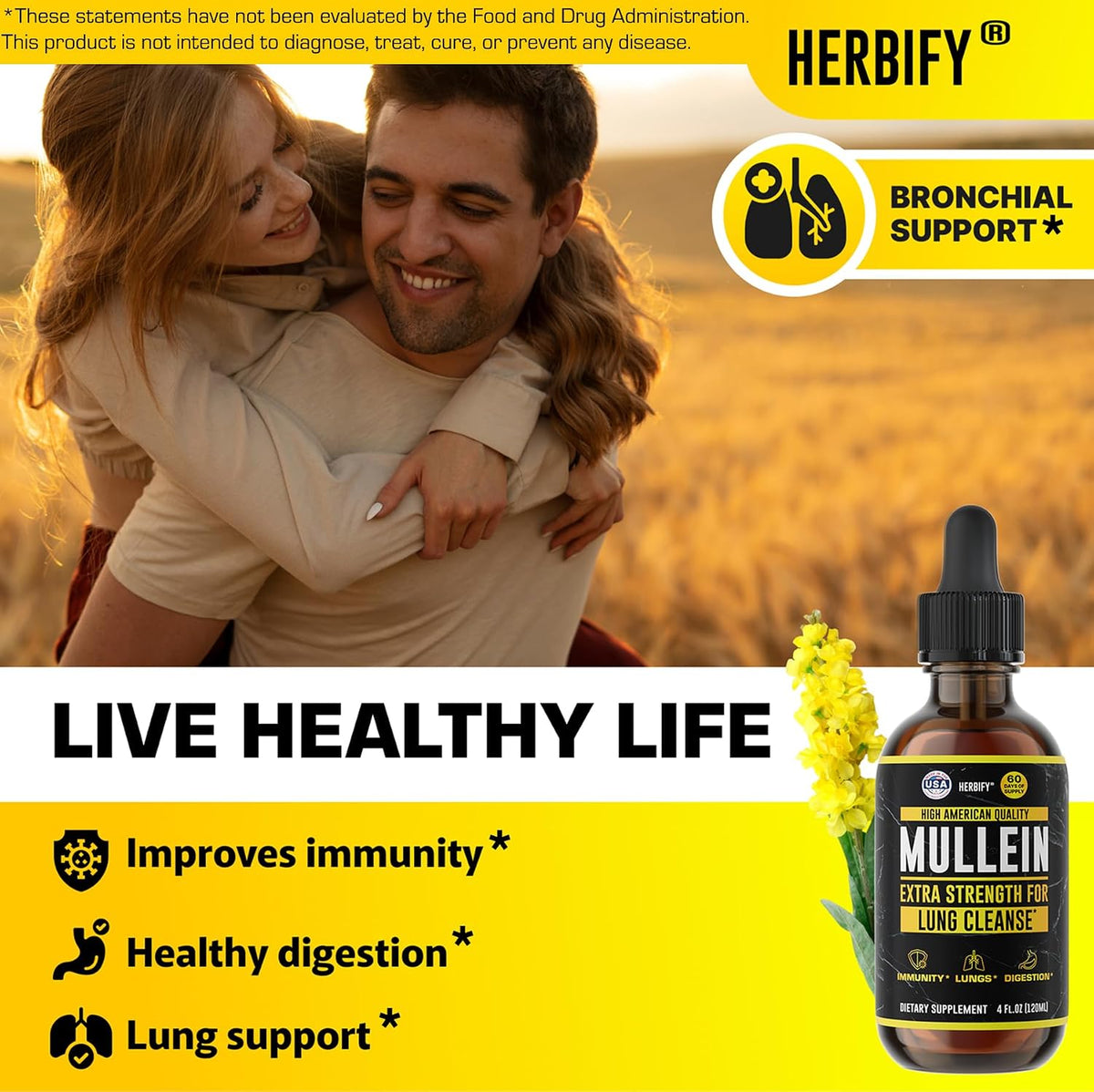 HERBIFY Bundle - Mullein Leaf Extract & Vitamin D3 - Respiratory Support & Immune Boost - PrimeBioHealth - canada supplements
