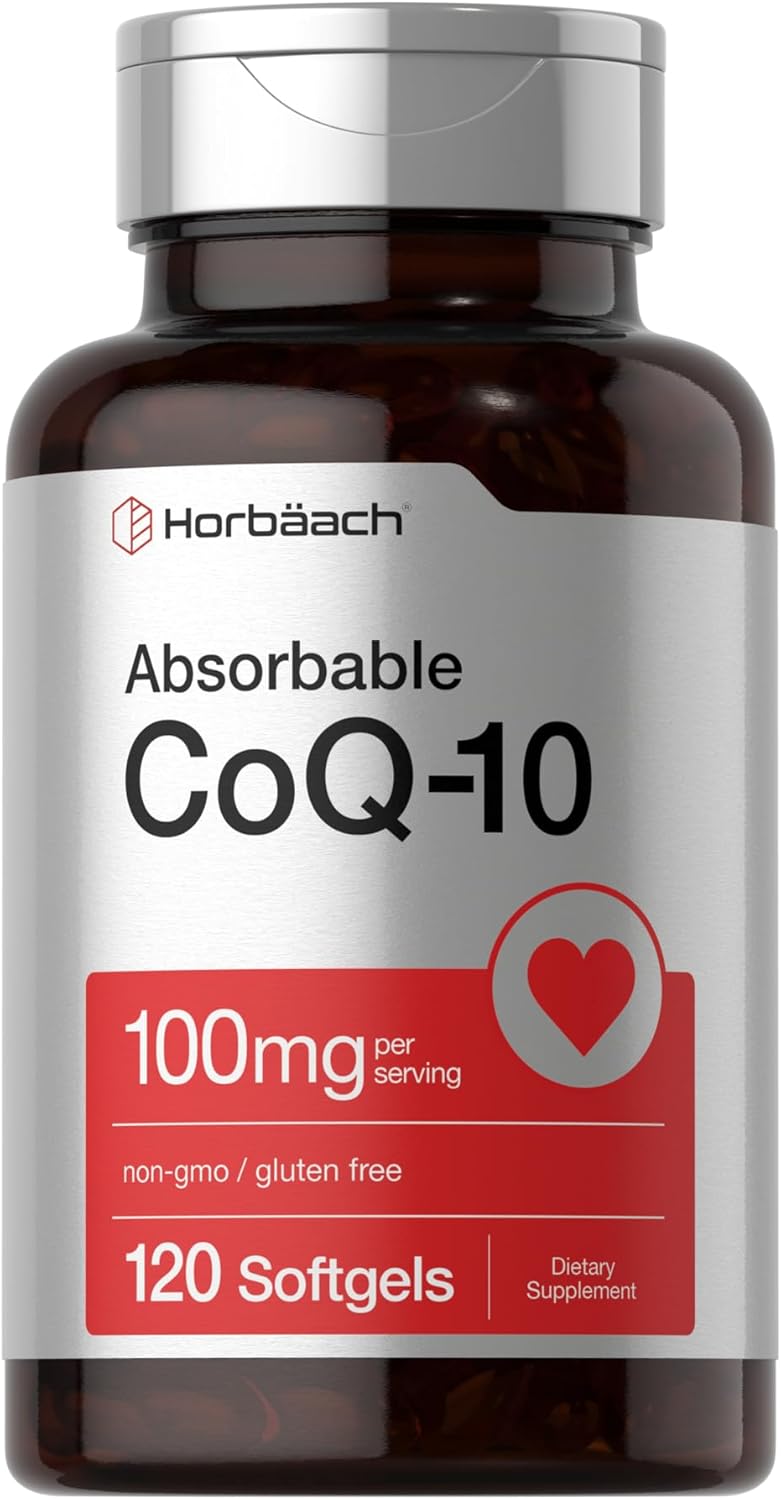 Horbäach CoQ10 100mg Softgels | 120 Count | Non-GMO and Gluten Free Supplement - PrimeBioHealth - canada supplements