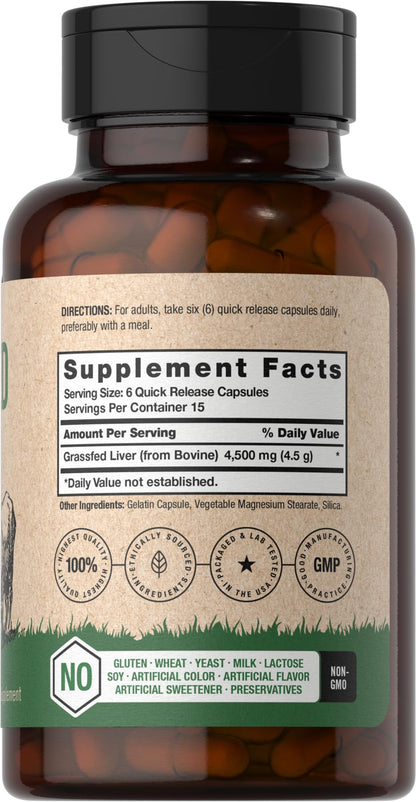 Horbäach Grass Fed Beef Liver | 4500mg | 90 Capsules | Desiccated, Pasture Raised, Grain Free, Non-GMO Supplement - PrimeBioHealth - canada supplements