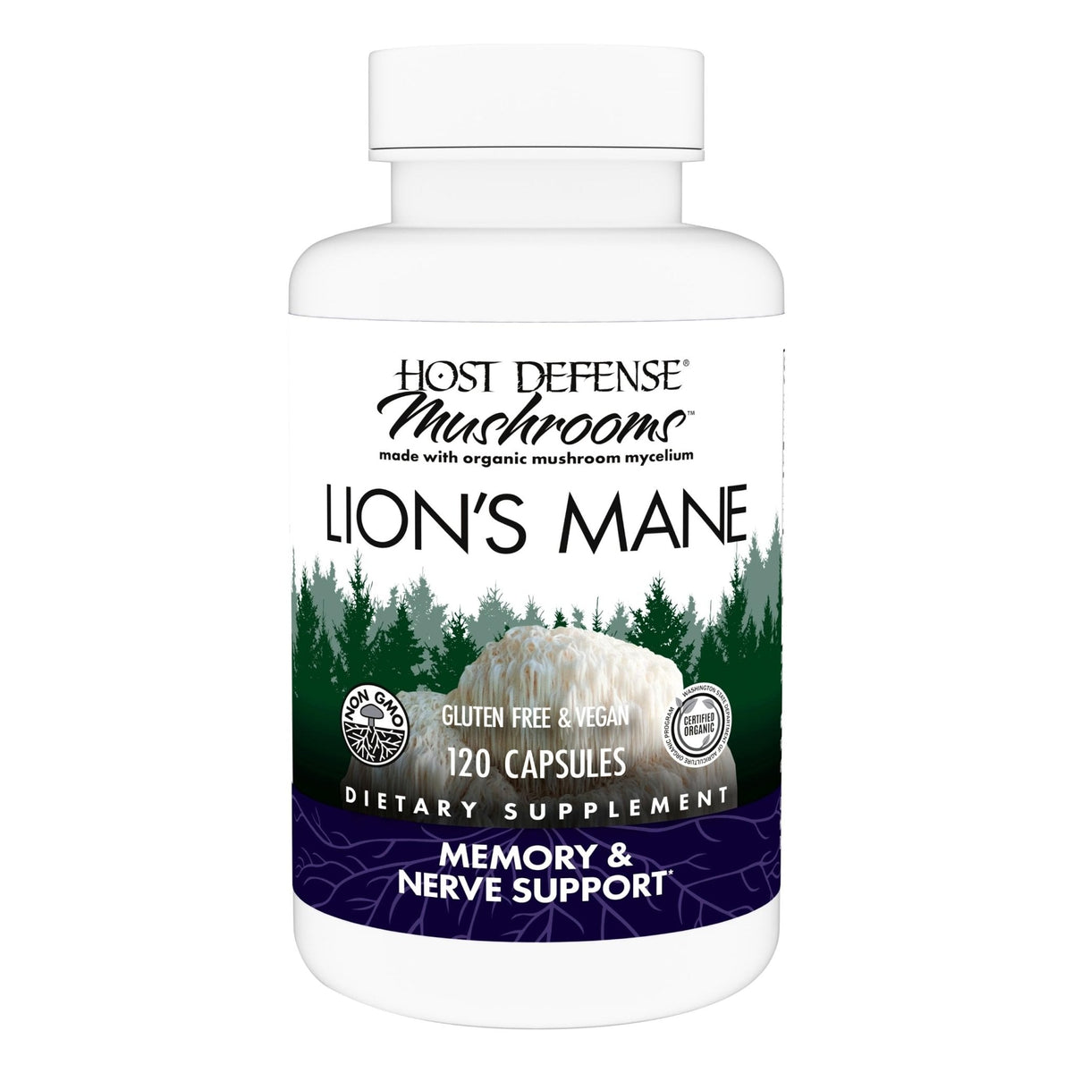 Host Defense Mushrooms Lion's Mane - Supplement Capsules for Brain Health Support - Mushroom Support for Focus & Memory Function - PrimeBioHealth - canada supplements