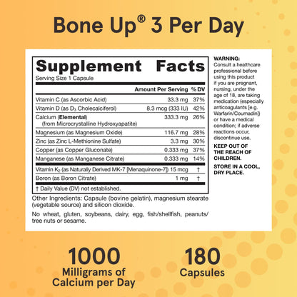Jarrow Formulas BoneUp Three Per Day for Bone Density and Skeletal Nutrition, Includes Vitamin D3, K2 (as MK-7) and Calcium - PrimeBioHealth - canada supplements
