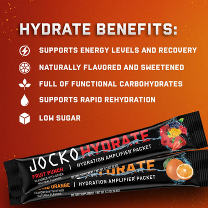 Jocko Fuel Hydrate Electrolytes Powder Packets Low Sugar - Hydration Amplifier Packets for Recovery, Dehydration, & Exercise - with Vitamins B6, B12 & C - PrimeBioHealth - canada supplements