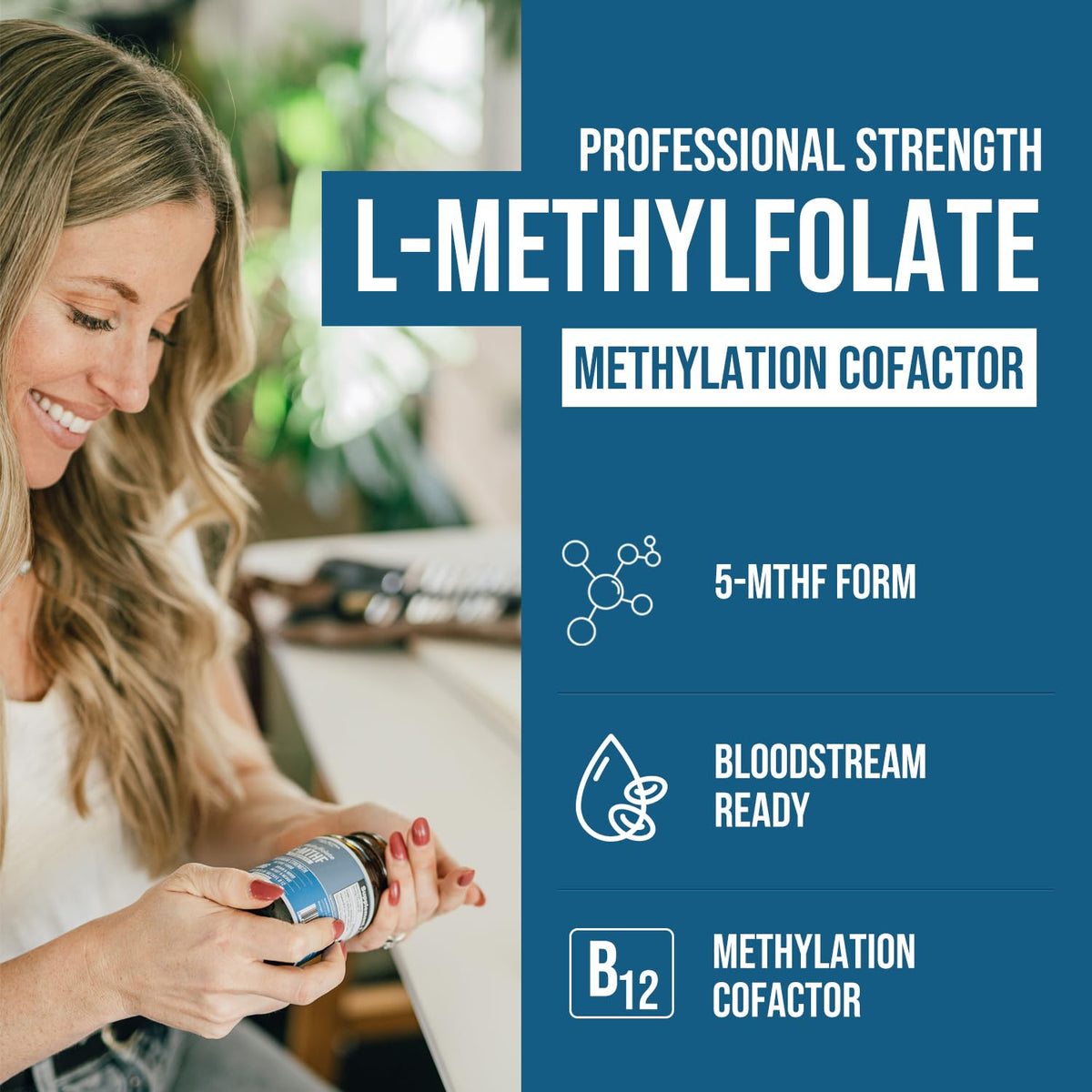 L Methyl Folate 15mg Plus Methyl B12 Cofactor – High Potency, Active 5-MTHF Form - Supports Mood, Methylation, Cognition – Bioactive Forms of Vitamin B9 & B12 (60 Capsules – 60 Servings) - PrimeBioHealth - canada supplements