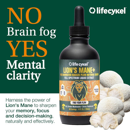 Life Cykel Professional Athletes Pack - Reishi, Lion's Mane & Cordyceps Mushroom Extract- Full-Spectrum Mushroom Tincture for Energy, Focus and Immune Health- Vegan, Non-GMO Formula - PrimeBioHealth - canada supplements
