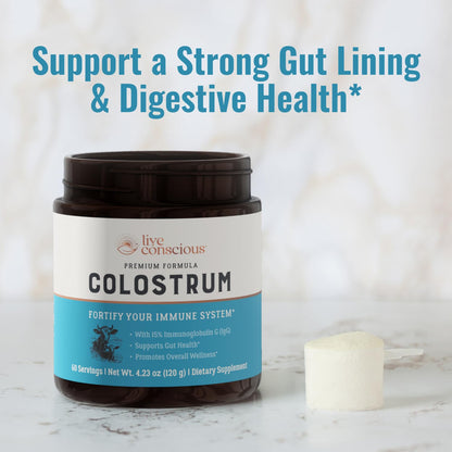 Live Conscious Colostrum Powder - Grass Fed Colostrum Supplement with Lactoferrin for Iron Absorption - Bovine Colostrum an Immune System Supplement - PrimeBioHealth - canada supplements