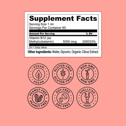 Live Conscious Vegan Vitamin B12 Sublingual Liquid Drops | Methylcobalamin Max Strength B12 5000mcg Formula | Vegan B 12 Vitamin Support Energy | Promote Memory & Aid Immune System | 60 Serving - PrimeBioHealth - canada supplements