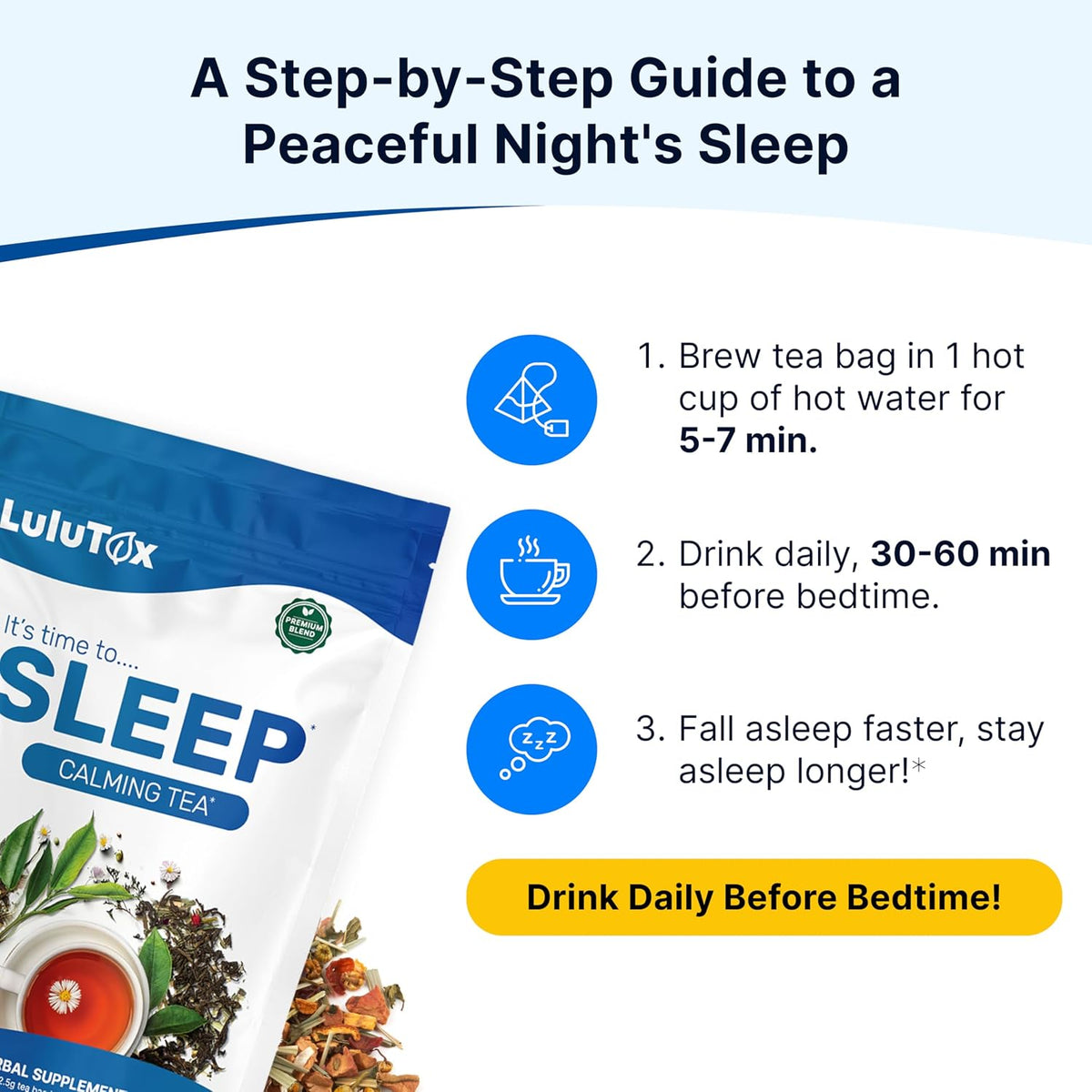 Lulutox Sleep Tea, Cortisol Calming Tea with Chamomile, Lavender, Valerian Root & Saffron, Stress Relief & Anxiety Bedtime Tea for Deep Sleep & Hormone Balance, 28 Caffeine Free Pyramid Tea Bags - PrimeBioHealth - canada supplements