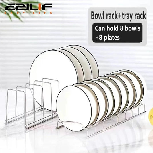 Stainless steel bowl and dish storage artifact, desktop drain rack, kitchen storage rack, bowl and dish storage bracket