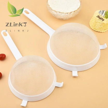 1Pcs Plastic Fine Mesh Spoon Strainer Kitchen Nut Milk Filter Flour Sieve With Handle Soy Milk Coffee Filter Colanders Tools