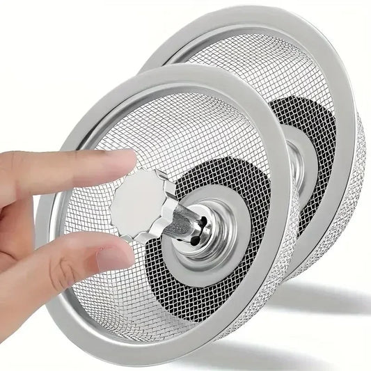 2pcs Kitchen Sink Strainer Replacement Drain Basket Stainless Steel Mesh Filter Waste Hole Strainer Kitchen Gadgets