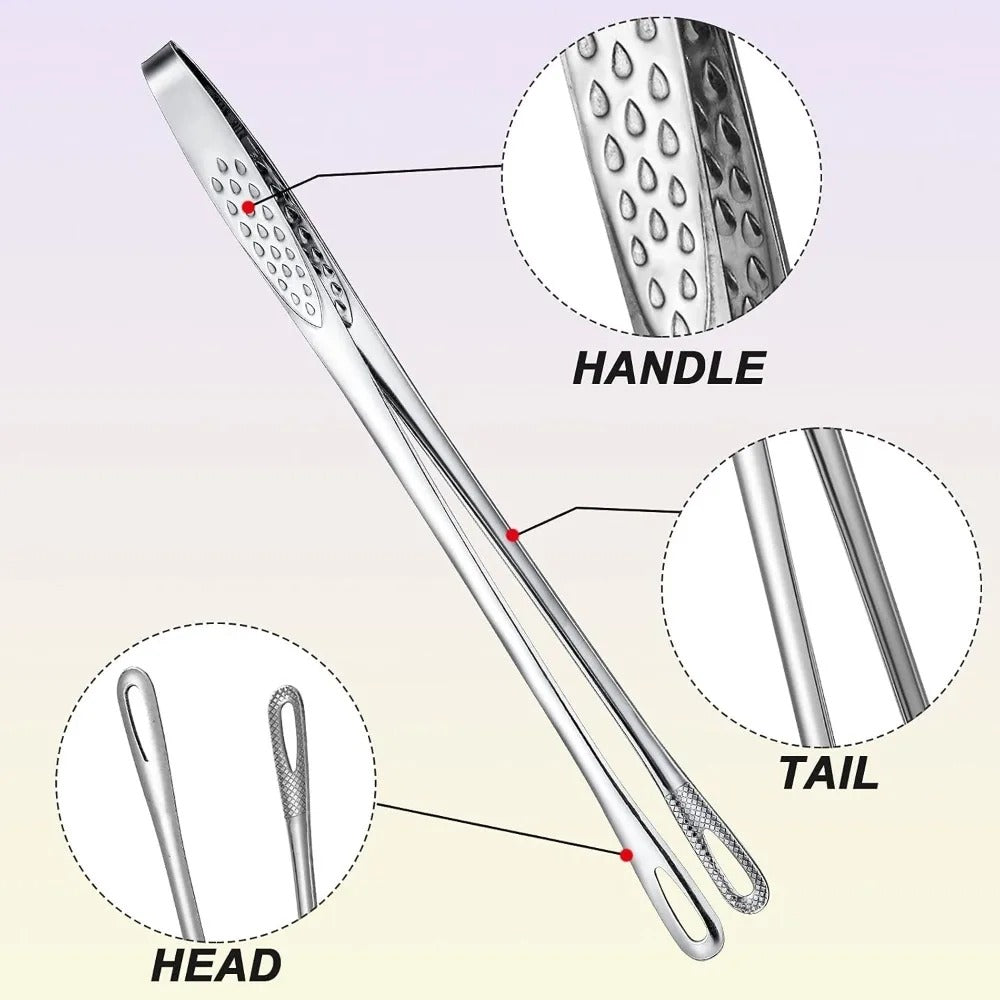 StainlessSteel FoodClipsKitchen Clips Korean Barbecue Tweezers Extended Barbecue Clips Suitable for Home Vegetable/meat Barbecue