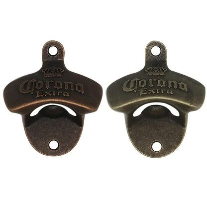 1pc Retro Corona Design Bottle Opener Wall Mounted Hanging Beer Opener DIY Tools Alloy Electroplating Process Bar Wall Decor