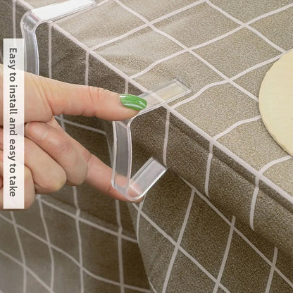 12pcs Durable Tablecloth Fixing Clip Invisible Anti-slip Clear Tablecloth Clips Plastic Transparent Table Cover Holders