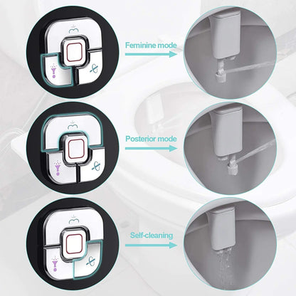 Bidet Toilet Seat Attachment Ultra-thin Non-electric Self-cleaning Dual Nozzles Frontal & Rear Wash Cold Water Personal Hygiene