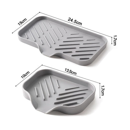 2pcs Kitchen Sink Silicone Tray With Drain Soap Sponge Storage Holder Countertop Sink Scrubber Brush Soap Storage Rack