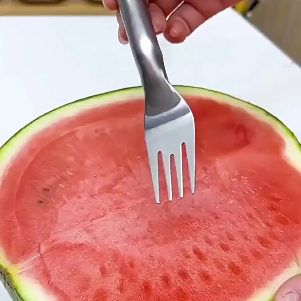 2-in-1 Stainless Steel Fruit Cutter Dual Head Watermelon Fork Cutter Slicer Tool for Home Kitchen Gadget Melon Cube Cutter