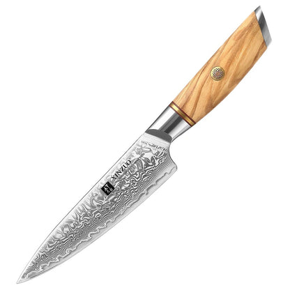 XINZUO 5" inch Utility Knife Kitchen Knives Japanese 73-layer Powder Steel Core Damascus Steel 62-64 HRC Vegetable Peeling Knife