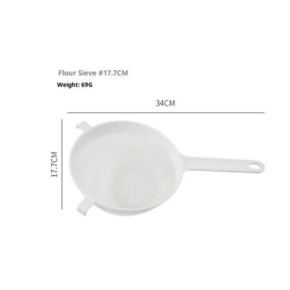 1Pcs Plastic Fine Mesh Spoon Strainer Kitchen Nut Milk Filter Flour Sieve With Handle Soy Milk Coffee Filter Colanders Tools