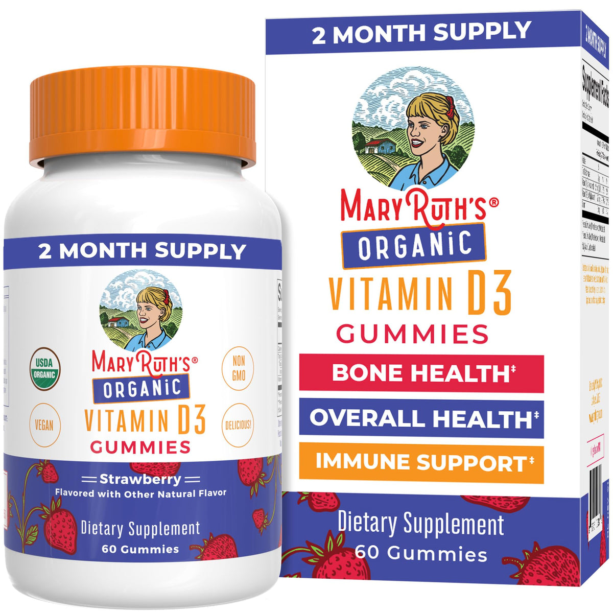 MARYRUTH'S Organic Vitamin D3 Gummies | 1000 IU | USDA Organic | Immune Support| Bone Health | Muscle Function | for Adults & Kids Ages 2+ - PrimeBioHealth - canada supplements