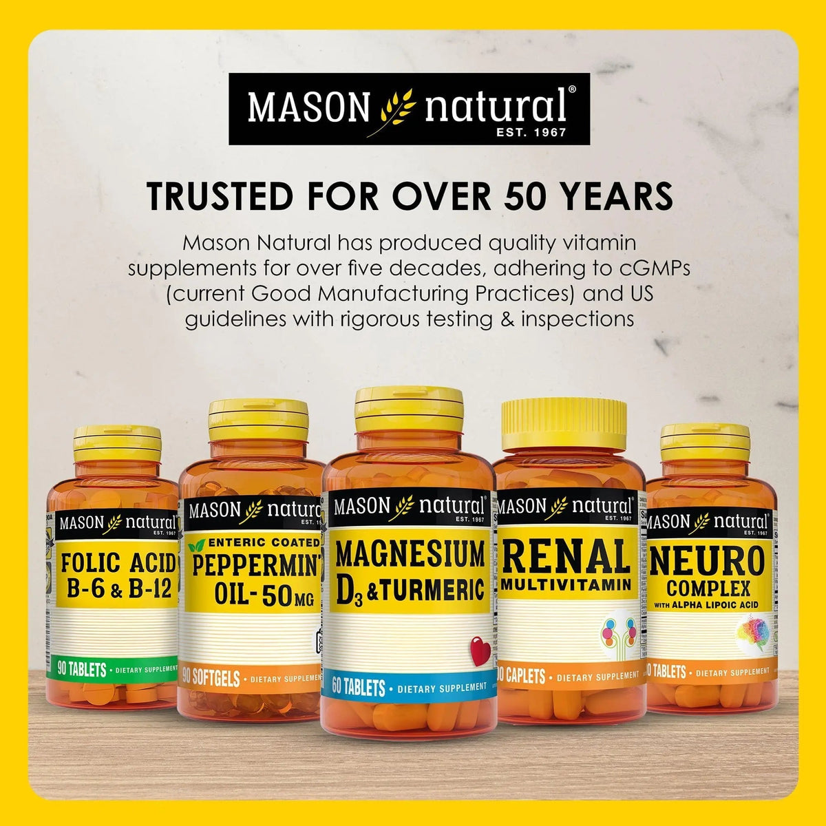 MASON NATURAL Mini Multi Vitamins, Vitamins A, C, D3, E, B1, B2, B3, B6, B12, Folate and Calcium for Overall Health, 1 Year Supply - PrimeBioHealth - canada supplements