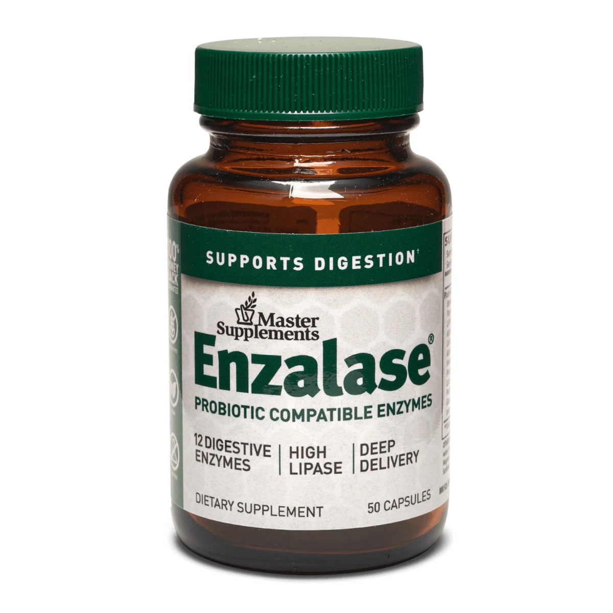 Master Supplements Enzalase - 50 Capsules - Probiotic Compatible Enzymes - Provides Digestive Boost + Gas & Bloating Relief - Gluten Free - 50 Servings - PrimeBioHealth - canada supplements