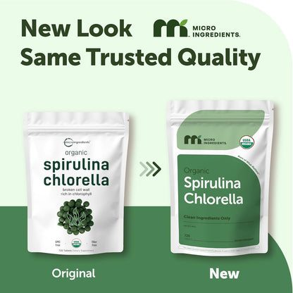 Micro Ingredients Organic Spirulina Chlorella Tablets, 720 Count | 4 Month Supply | 50/50 Algae Blend | Broken Cell Wall | Non-GMO, Filler Free - PrimeBioHealth - canada supplements