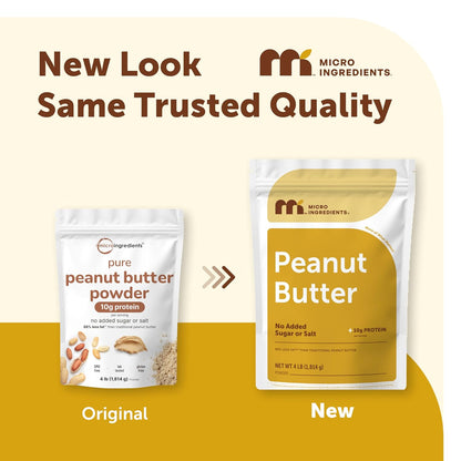Micro Ingredients Pure Peanut Butter Powder, 4 lb | Made from Fresh Roasted Peanuts | No Added Sugar or Salt | 10g Plant-Based Protein 10% DV, 88% Less Fat | 107 Servings | Non GMO - PrimeBioHealth - canada supplements