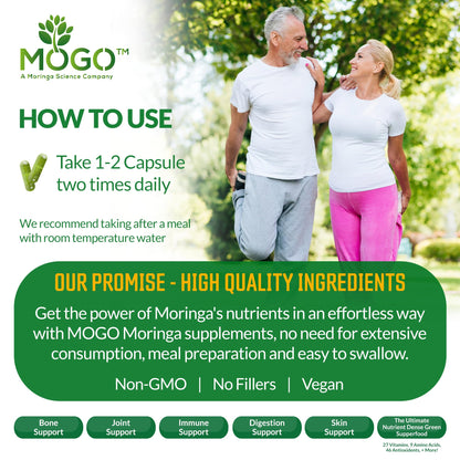 MOGO Moringa Capsules -180 Ct| Boost Energy, Immune, Gut, Joint Support | Made with Pure Organic Moringa Powder Organic Capsules | Made in USA - PrimeBioHealth - canada supplements