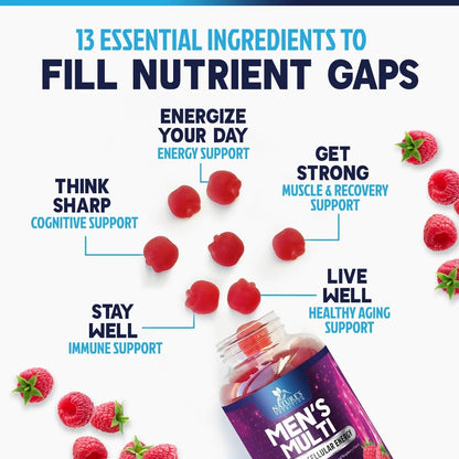 Multivitamin for Men - Complete Daily Mens Multivitamin Gummies with Vitamin D, B Vitamins, Zinc & More - Energy, Memory, Focus & Immune Health Support - PrimeBioHealth - canada supplements