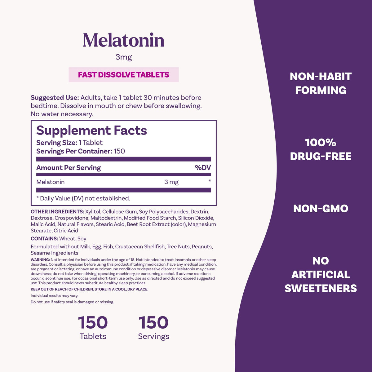 Natrol Fast Dissolve Melatonin 3 mg, Melatonin Supplements for Restful Sleep, Sleep Support for Adults, 150 Strawberry-Flavored Tablets - PrimeBioHealth - canada supplements