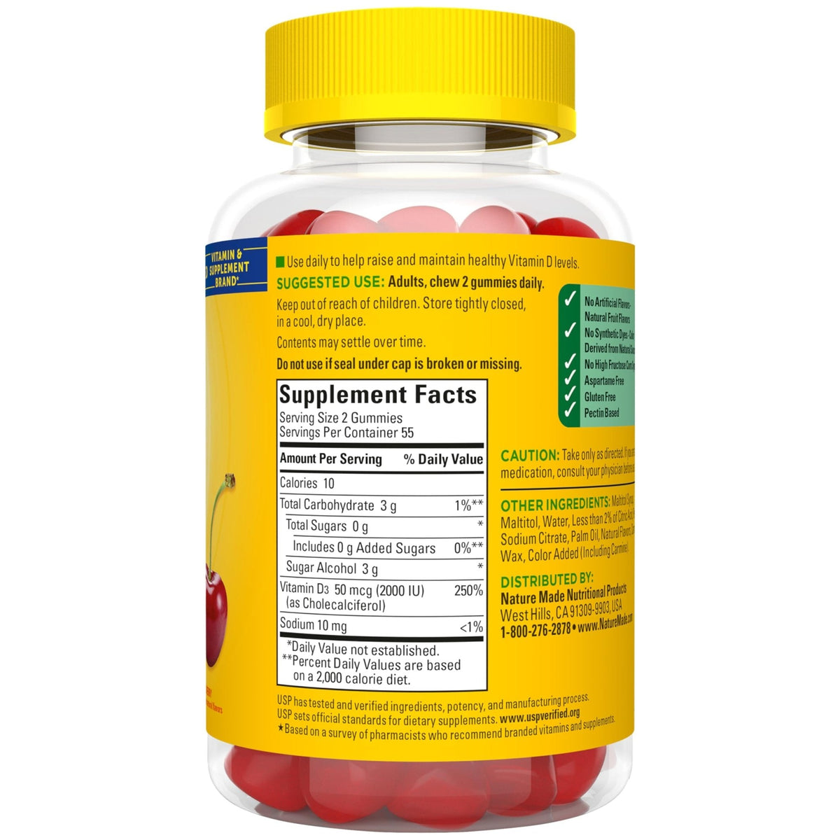 Nature Made Zero Sugar Vitamin D3 Gummies 2000 IU (50 mcg) Per Serving, Bone & Immune Support, Aspartame Free - PrimeBioHealth - canada supplements