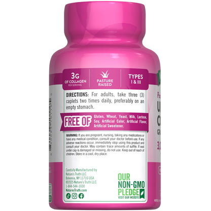 Nature's Truth Collagen Peptides | 90 Caplets | Type 1 and 3 with Vitamin C | Grass Fed, Non-GMO & Gluten Free Supplement - PrimeBioHealth - canada supplements
