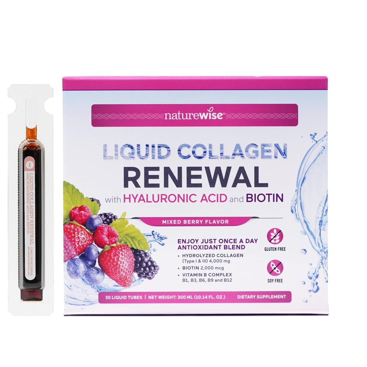 NatureWise Hydrolyzed Liquid Collagen for Women & Men 4000mg - High Absorption, Type 1 & 3 Peptides with Biotin + Vitamin C + Vitamin B Complex & Hyaluronic Acid - PrimeBioHealth - canada supplements