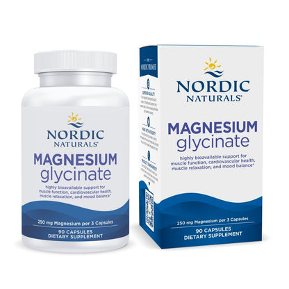 Nordic Naturals Vegetarian Magnesium Glycinate Capsules, Unflavored, 90 Count - 250mg Magnesium per Serving - Highly Bioavailable Support for Muscle & Cardiovascular - PrimeBioHealth - canada supplements