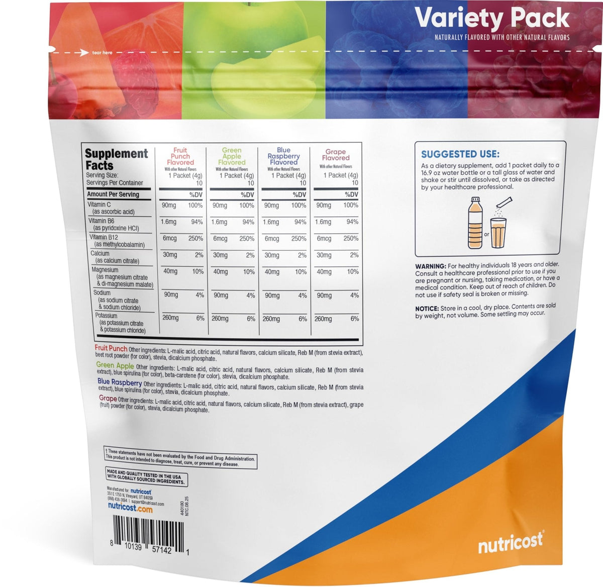 Nutricost Electrolytes Complex, Variety Pack Flavored, 40 Stickpacks - Advanced Hydration Complex - PrimeBioHealth - canada supplements