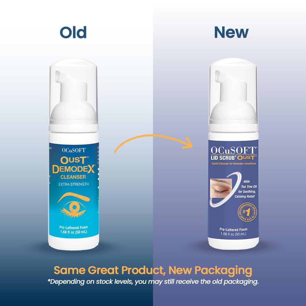 OCuSOFT Oust Demodex Foam Cleanser - Extra Strength - Foaming Cleanser for Eyelids & Eyelashes with Tea Tree Oil - PrimeBioHealth - canada supplements