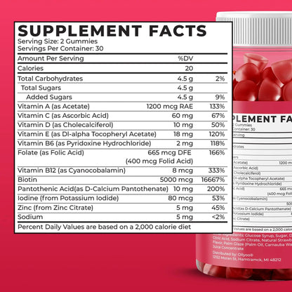 Ollyoo Multivitamin Gummies for Adults | Cherry & Strawberry Flavor | Great Source of Vitamin A & Essential Nutrients | - PrimeBioHealth - canada supplements