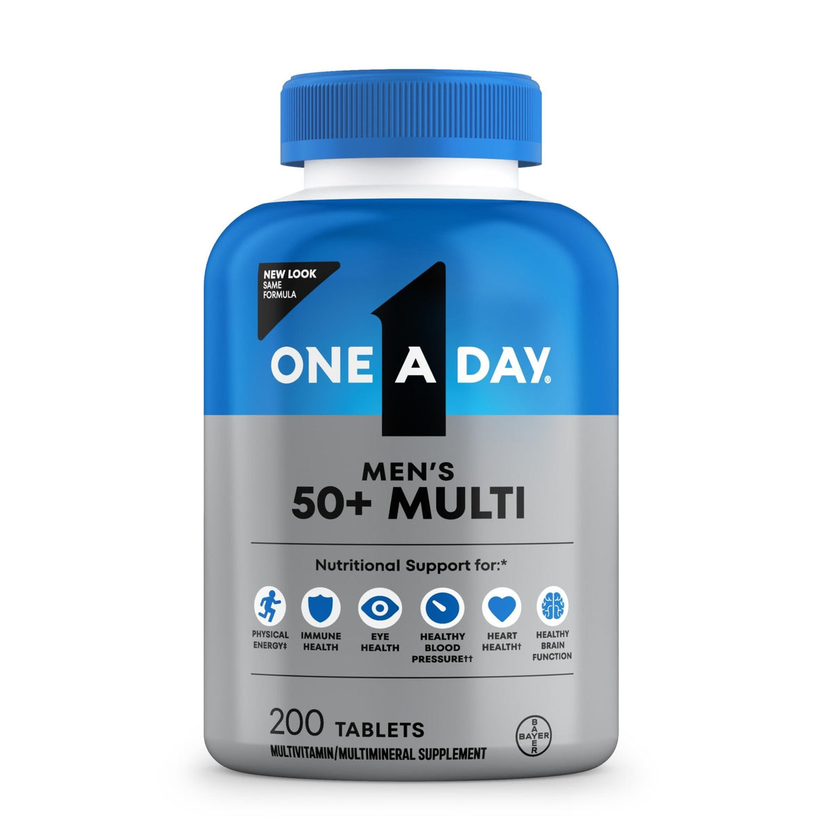 One A Day Men’s 50+ Healthy Advantage Multivitamin, Multivitamin for Men with Vitamins A, C, E, B6, B12, Calcium and Vitamin D, Tablet, 200 Count (Pack of 1) - PrimeBioHealth - canada supplements