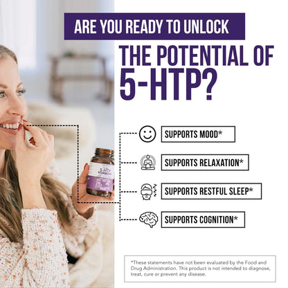 Organic 5-HTP - 200 mg | 99% 5HTP Concentration, Plus Cofactor Vitamin B6 & Lion’s Mane | Water Extracted from Organic Griffonia Seeds | Supports Mood, Cognition & Sleep (60 Capsules | 30 Servings) - PrimeBioHealth - canada supplements